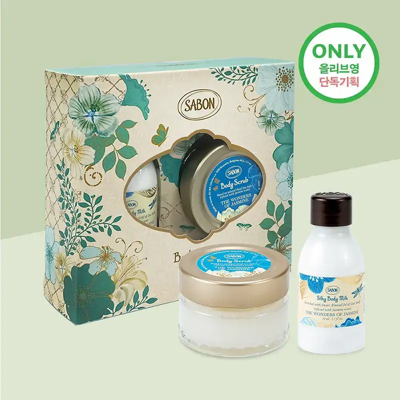 [올리브영 단독기획] 사봉 바디스크럽 60g + 실키바디밀크(바디로션) 50ml 기프트 세트 (택1)